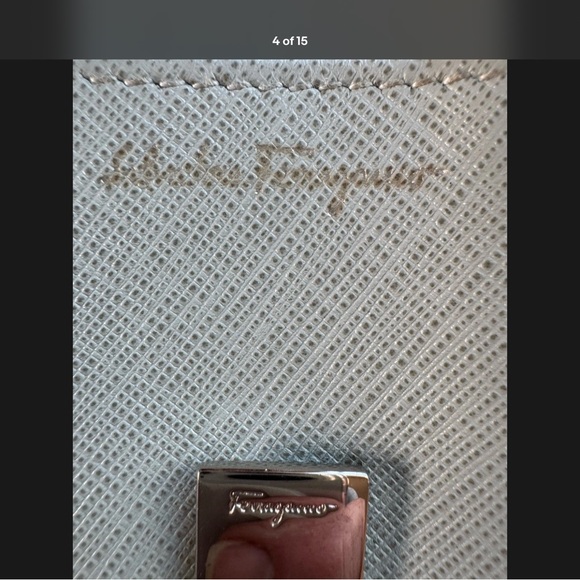 Salvatore Ferragamo Grey Gancini Saffiano Leather Clip Long Wallet W/COA - Picture 4 of 15